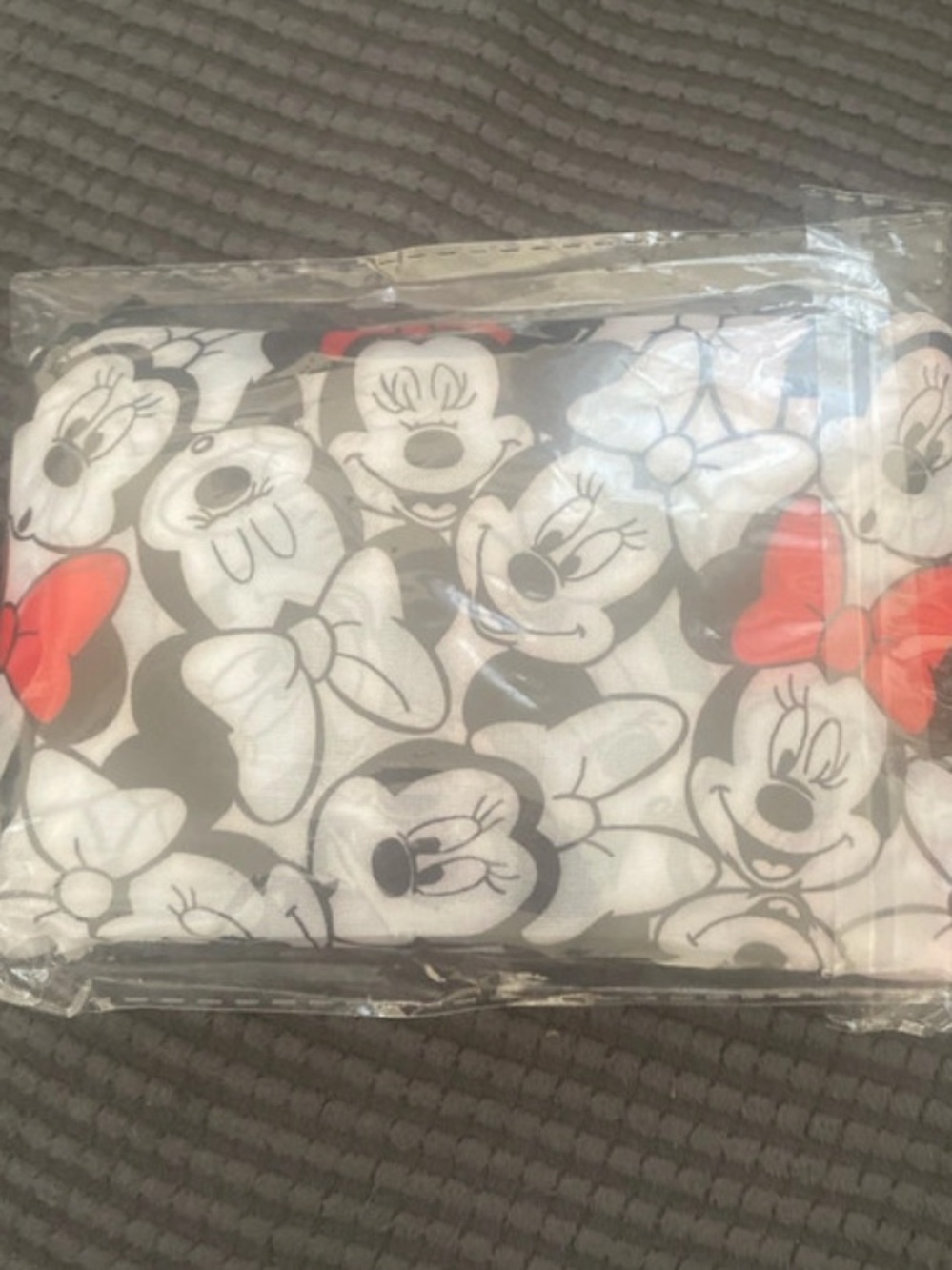 Disney Minnie Pattern Tote Bag - White, Black & Red Accents